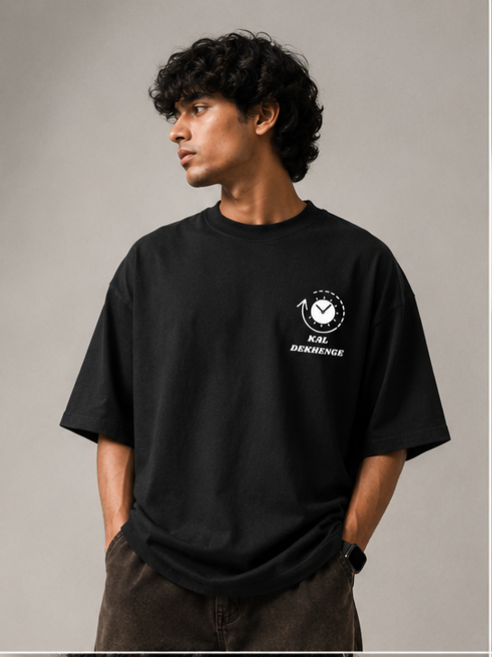 Unisex Oversized: Kal dekhenge// black edition