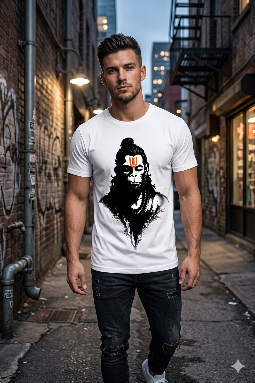 Shree Balaji Dhyanmudra Fierce Devotion Hanuman Edition |  Unisex Stretch T-shirt
