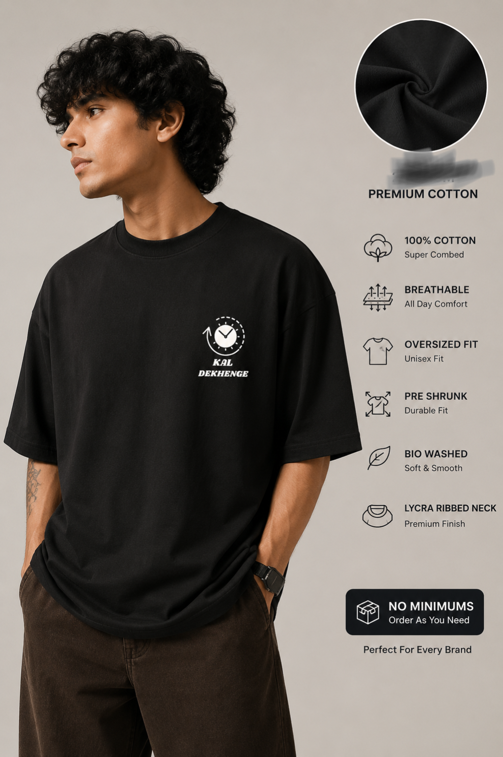 Unisex Oversized: Kal dekhenge// black edition